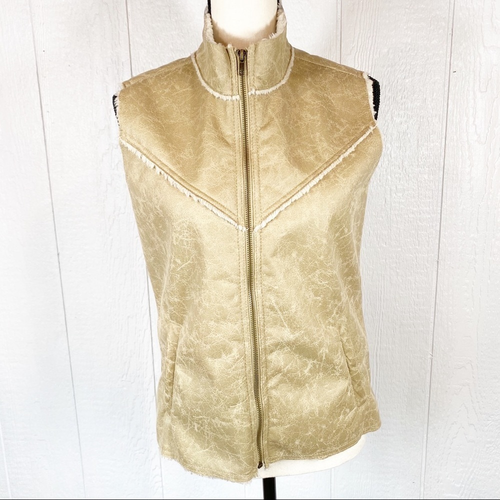 Legacy Falls Tan ZIp Up Fleece Vest Medium